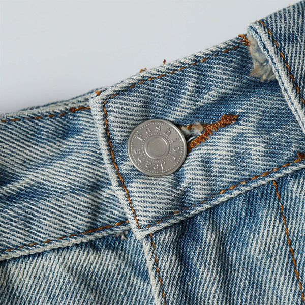 High Street Wide Leg Deconstructed Vintage Washed Loose Jeans