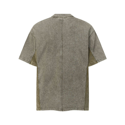 Streetwear Inspired Color Blocked Washed Casual Cotton Tee