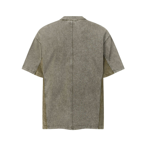 Streetwear Inspired Color Blocked Washed Casual Cotton Tee