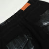Painted Distress Black Wide Leg Star Patch Jeans