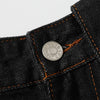High Street Vintage Washed Raw Denim Wide Leg Curved Jeans