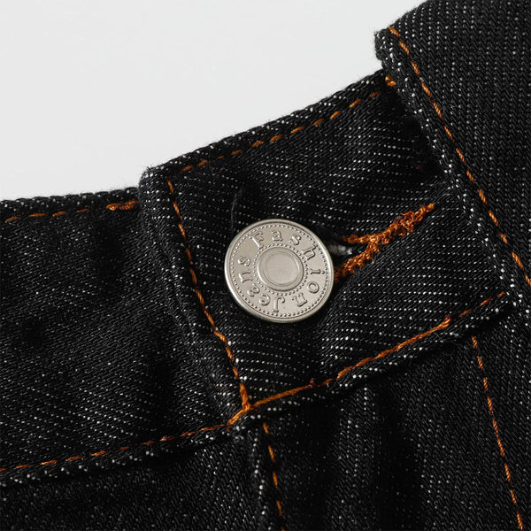 High Street Vintage Washed Raw Denim Wide Leg Curved Jeans