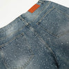 Vintage Speckled Wash Wide Leg Denim Jeans