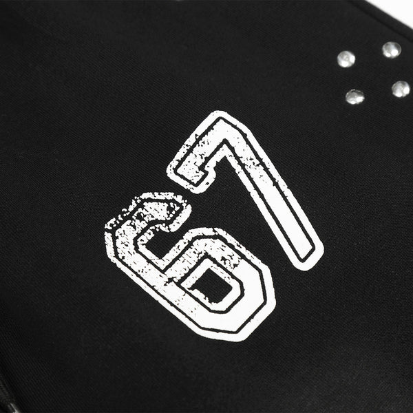 Studded 67 Print Black Wide Leg Sweatpants