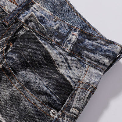 Unisex Streetwear Printed Baggy Jeans