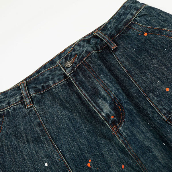 Paint Splatter American High Street Wide Denim