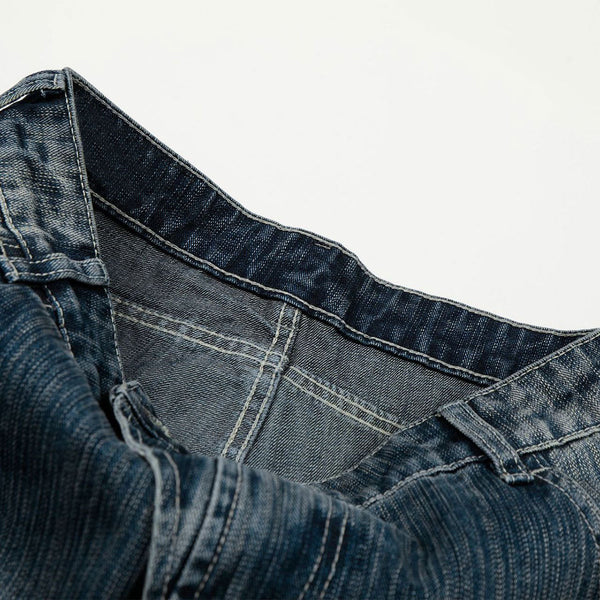 Bamboo Texture Cat Whisker American High Street Jeans