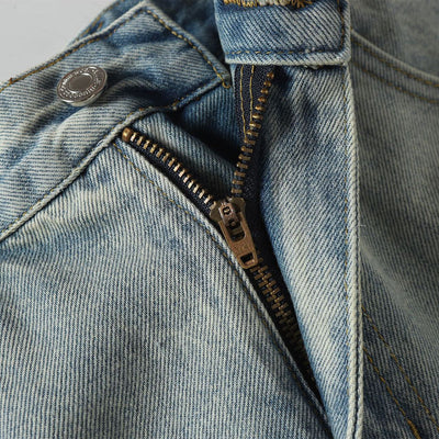 Vintage Light Wash Distressed Straight Leg Relaxed Jeans