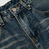 Vintage Dark Wash Faded Wide Denim