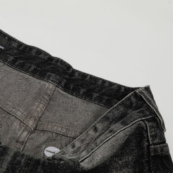 Whisker Fade Distressed High Street Loose Jeans