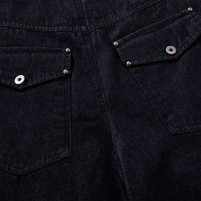 High Waisted Relaxed Fit Button Fly Vintage Blue Jeans