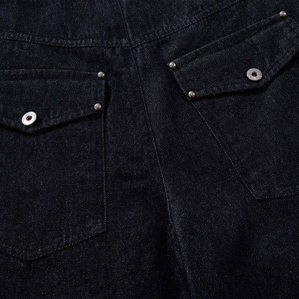 High Waisted Relaxed Fit Button Fly Vintage Blue Jeans