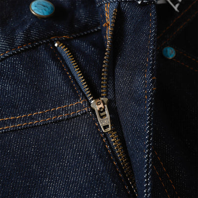 Raw Denim Straight-Leg Jeans High-Street Turquoise Accent