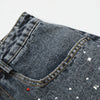 Starry Denim Bermuda Shorts Distressed Wash Colorful Accents