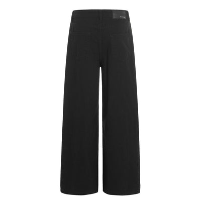 High Waist Wide Leg Button Fly Denim Pants