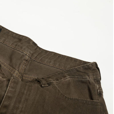 Curved Panel Wide-Leg Utility Cargo Pants