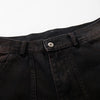 Artistic Brown Fade Geometric Stitching Black Denim Wide Leg Jeans