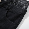 Marble Pattern Panels Black Wide Leg Painter Pants