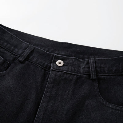 Black Wide Leg Jeans Snake Print Faded Detailing