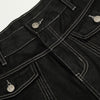 Black Wide Leg Contrast Stitch Denim Pants