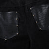 Croc Textured Panels Edgy Black Denim Wide Leg Jeans