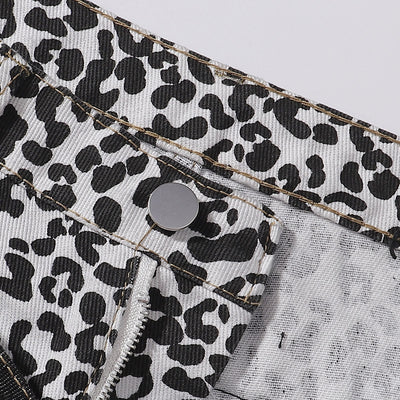 Star Pattern Lace Up High Waist Denim Jeans