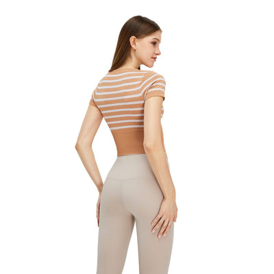 Striped Cropped Short-Sleeve Tee