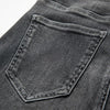 Asymmetric Heavy Embroidered Denim Shorts