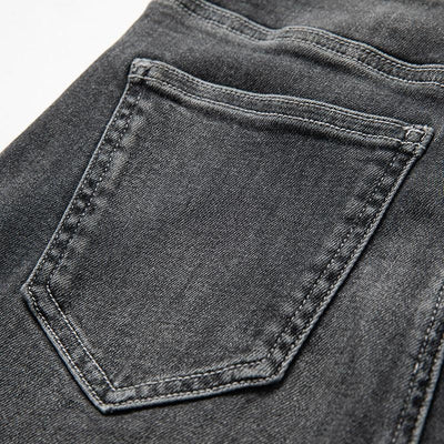 Asymmetric Heavy Embroidered Denim Shorts