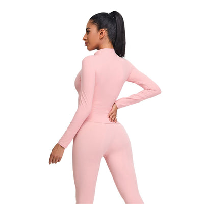 Half-Zip Long-Sleeve Seamless Top