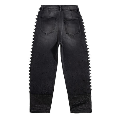 Rhinestones & Pearls Embroidery Patchwork Ankle Jeans