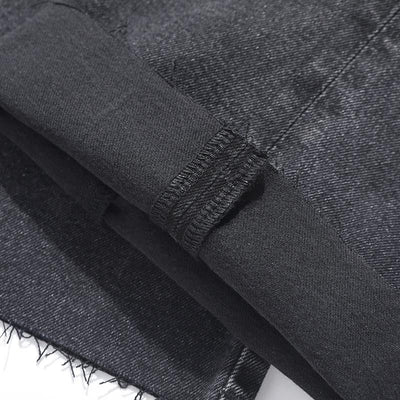 Pearl-Embellished Embroidery Cut-Out Whisker Jeans