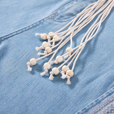 Raw Hem Ethnic Motif Embroidery Flared Jeans