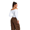 Off-Shoulder Seamless Long-Sleeve Crop Tee