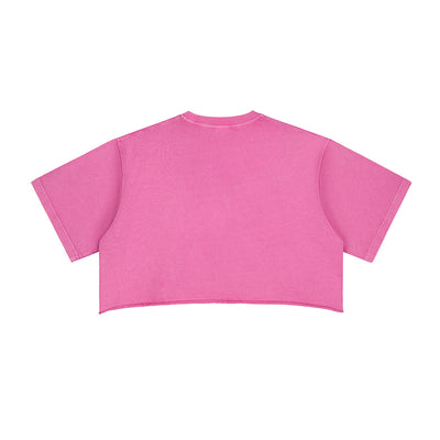 Vintage Washed Raw Edge Crop Tee 280gsm