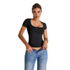 Square-Neck Quick-Dry Slim-Fit Tee