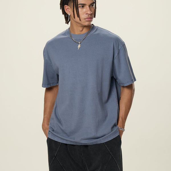 Crew Neck Washed Cotton T Shirt 260gsm