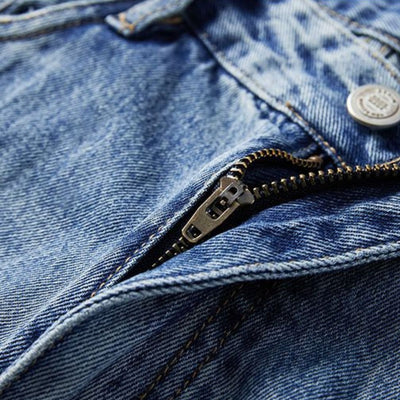 Distressed Hem Straight-Leg Ripped Jeans