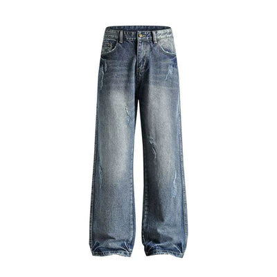 Relaxed Fit Distressed Hem Ripped Jeans