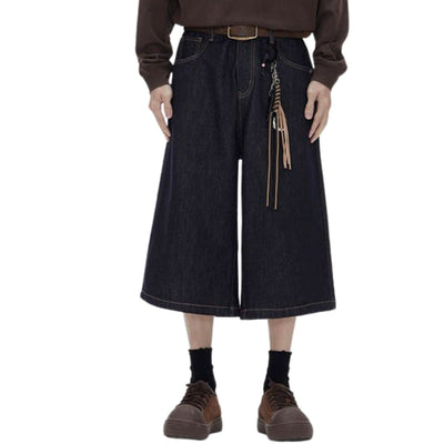 Wide Leg Selvedge Denim Cropped Pants