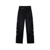 High-Waisted Pearl-Beaded Cut-Out Jeans