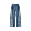 Floral Embroidered Cut-Out Baggy Jeans