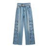 Wide-Leg Rhinestone & Embroidered Cut-Out Jeans
