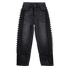 Rhinestones & Pearls Embroidery Patchwork Ankle Jeans
