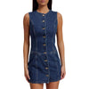 Sleeveless Button-Front Fitted Denim Minidress