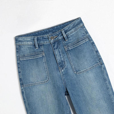 Pearl-Embellished Embroidered Patchwork Cut-Out Jeans