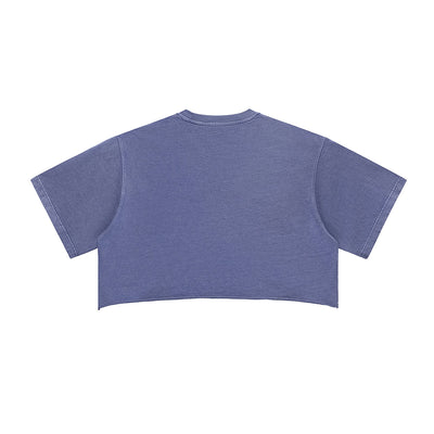 Vintage Washed Raw Edge Crop Tee 280gsm