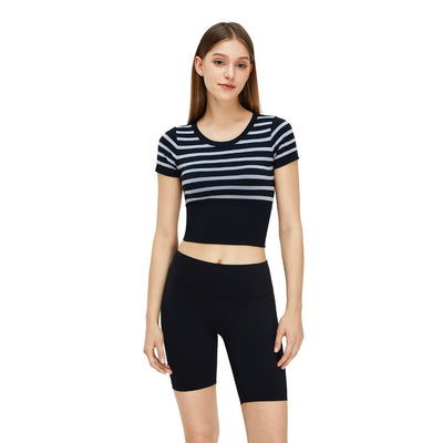 Striped Cropped Short-Sleeve Tee