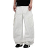 White Barrel-Leg Utility Cargo Pants