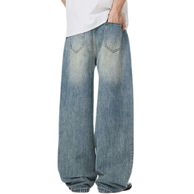 Blue Whisker Straight-Leg Denim Jeans